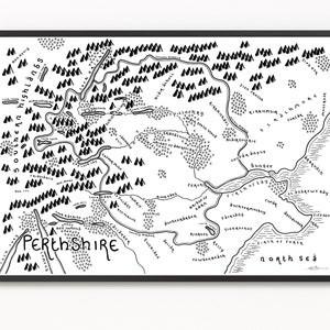 Impression de carte du PERTHSHIRE | Carte du comté | Art cartographique minimaliste | Art mural | Impression artistique