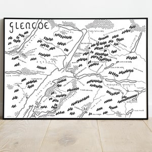 GLENCOE Karte Druck | Minimalistische Karten Kunst | Wandkunst | Kunstdruck