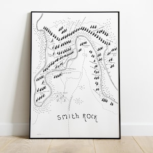 Impression carte SMITH ROCK | Art cartographique minimaliste | Art mural | Impression artistique