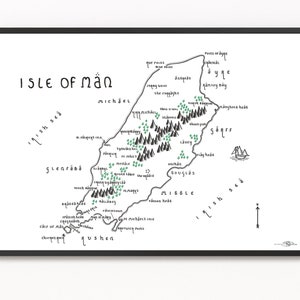 Carte de l'ÎLE DE MAN | Art cartographique minimaliste | Art mural | Impression artistique