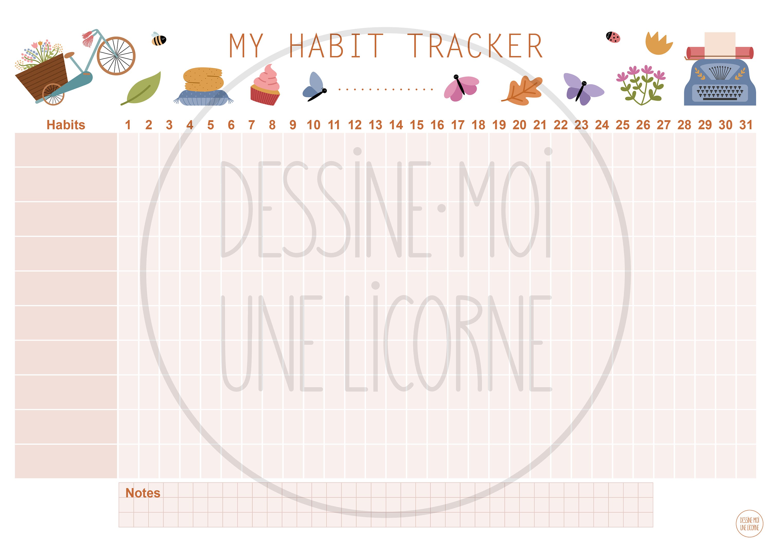 PDF PRINTABLE ENGLISH my Habit Tracker Cozy - Etsy