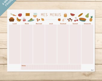 PDF PRINTABLE FRENCH - "My Menus" Cosy vibes (organization, office, planning, school year)