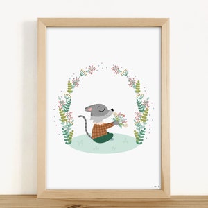 IMPRESIÓN DE ARTE - &quot;Corona de planta de flores de gato&quot; (decoración de la habitación del bebé, habitación de los niños, regalo de nacimiento, cumpleaños, Navidad)