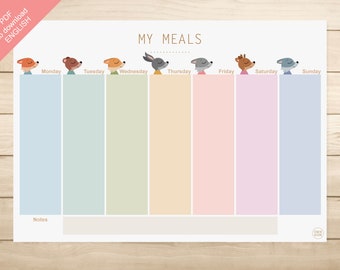 PDF PRINTABLE ENGLISH - "My meals" Animaux (organisation enfant, école, maternelle, primaire)