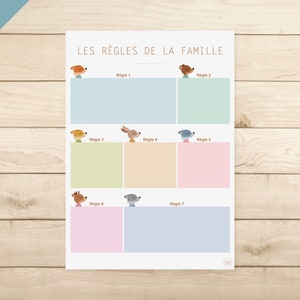 PDF PRINTABLE FRANÇAIS - "Les règles de la famille" Animaux (organisation enfant, école, maternelle, primaire)