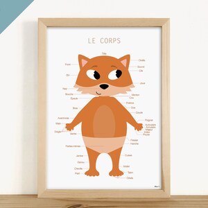 POSTER EDUCATIVO FRANCESE - "Il Corpo" (stanza del bambino, scuola, scuola, asilo nido, primaria)