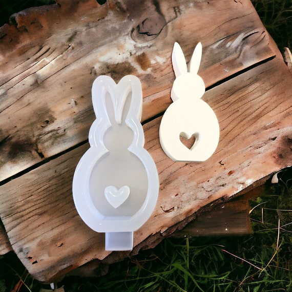 Silicone mold rabbit round with heart - casting mold - Easter - casting - mold - Easter