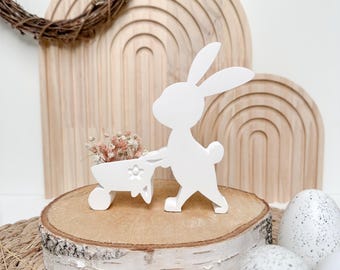 SILICONE MOLD - Rabbit with Wheelbarrow & Opening for Dried Flowers - Spring - Casting Mold - Mold - DIY - Mold Casting - Easter
