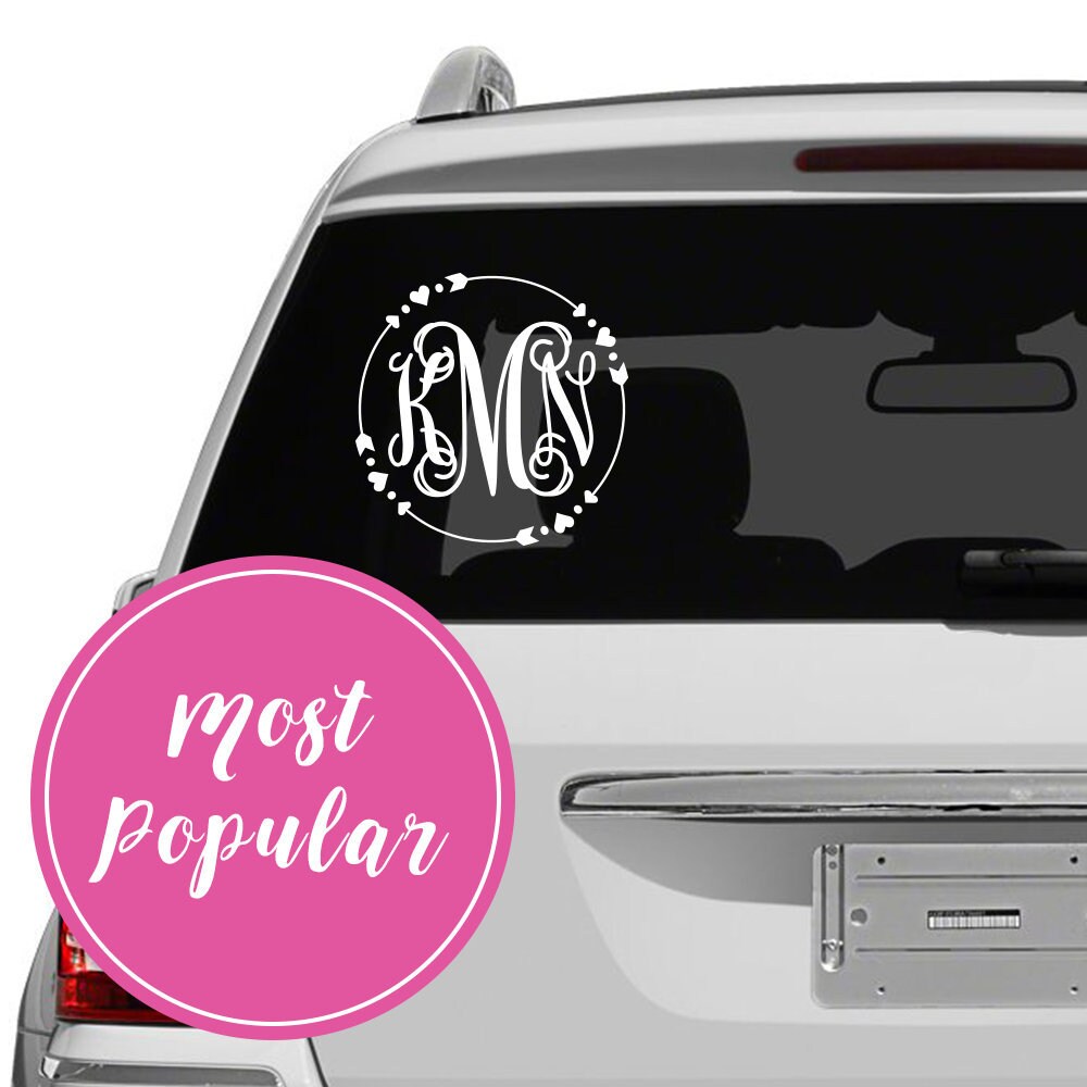 Custom Monogram Car Decal Car Decal Script Monogram Vinyl Etsy