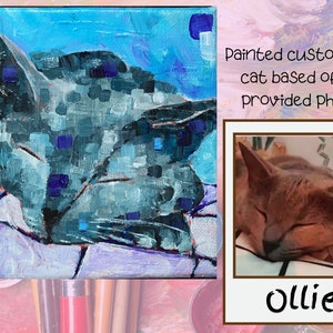 Pet Portrait - Custom Original Abstract Acrylic Painting on Canvas, 5x5 - MADE TO ORDER