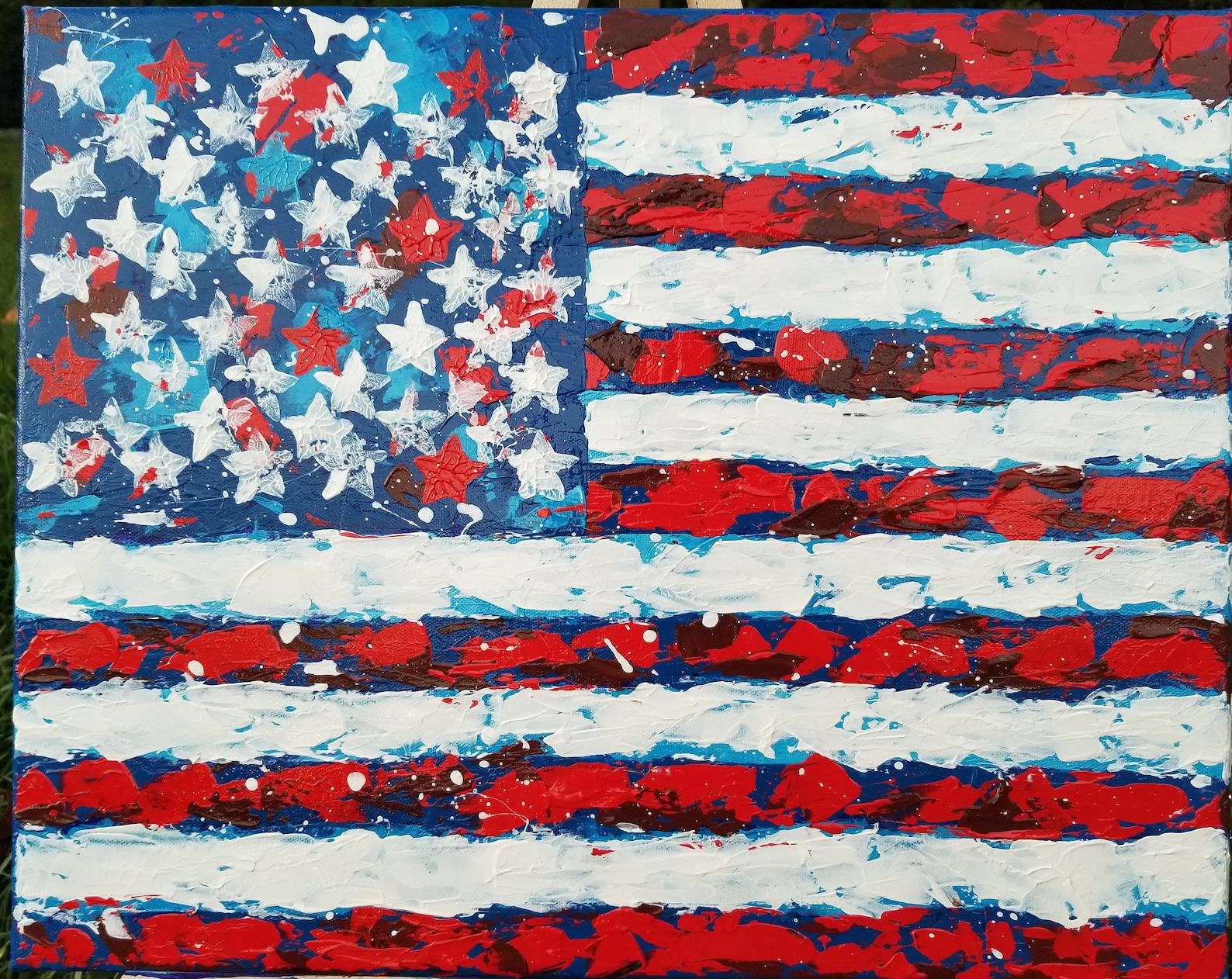 American Flag USA Original Abstract Painting on Canvas, 16x20 Etsy