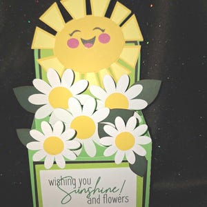 3D Pop Up Grußkarte Sonnenschein und Gänseblümchen