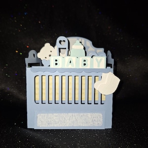 3D pop-up wenskaart wieg