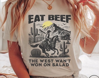Eat Beef Western Carnivore Diet Cowboy Shirt | Meat Lover Gift | Carnivore TShirt | Meat T Shirt | Beef Lover Tee | Carnivore Gift