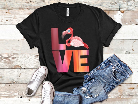 Pink Bird Love Flamingo Shirt Girls Flamingo Shirt Women | Etsy
