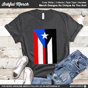Puerto Rico Flag Shirt, Puerto Rican Flag Shirt Half Black