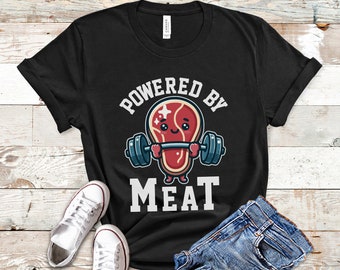 Powered by Meat Carnivore Shirt, Carnivore TShirt, Meat Lover Gift, Carnivore Diet, Meat Shirt, Carnivore Gift
