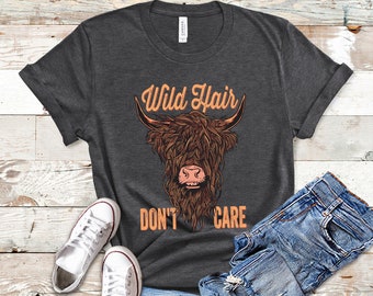 Highland Cow Shirt, Highland Cow Gift, Cow Tshirt, Cow Gifts For Her, Wild Hair Don't Care