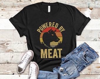 Powered By Meat, Meat Lover Shirt, Carnivore Shirt, Tank Top, Carnivore Hoodie, Meat Lovers Gift, Carnivore Tshirt