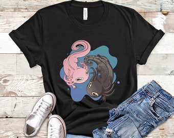 T-Shirt Donna Grigia Con Axolotl Che Suona Il Djembe | Maglietta 100% Cotone Biologico, Stampata In UE | Fantasia Originale E Divertente