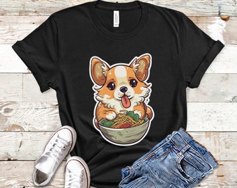 Corgi Shirt, Corgi Eating Ramen Shirt, Corgi Gifts, Corgi Lover Gift, Corgi Dog Shirt