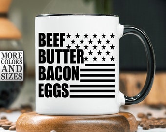 BBBE Coffee Mug | Carnivore Gift Cup | Carnivore Lifestyle Gifts | Carnivore Diet Mug | Bacon Butter Beef Eggs | Meat Lover