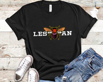 Cute Pride T-Shirt, Queer Girls Tees, Lesbian Shirt, LGBT Pride Tee, Queer Gift, Lesbian Flag, Lesbian Bee