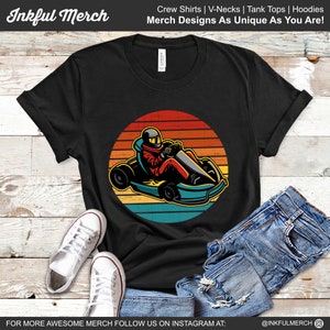 Go Kart Shirt | Go Kart Racing TShirt | Karting Gifts | Racing Vintage Retro Sunset Tee