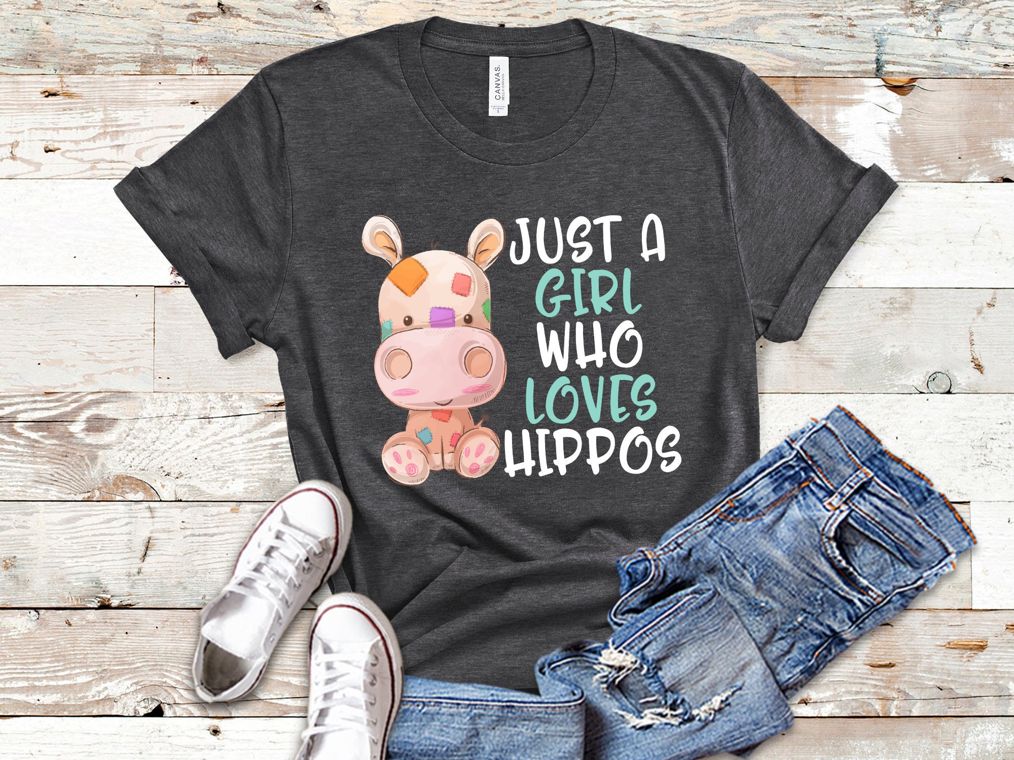 Just A Girl How Loves Hippos Hippo Shirt Hippo Gift Women 