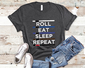 Jiu Jitsu Shirt, Brazilian Jiu Jitsu Gift, Bjj TShirt, Jiu-Jitsu Tee, Roll Eat Sleep Repeat TShirt