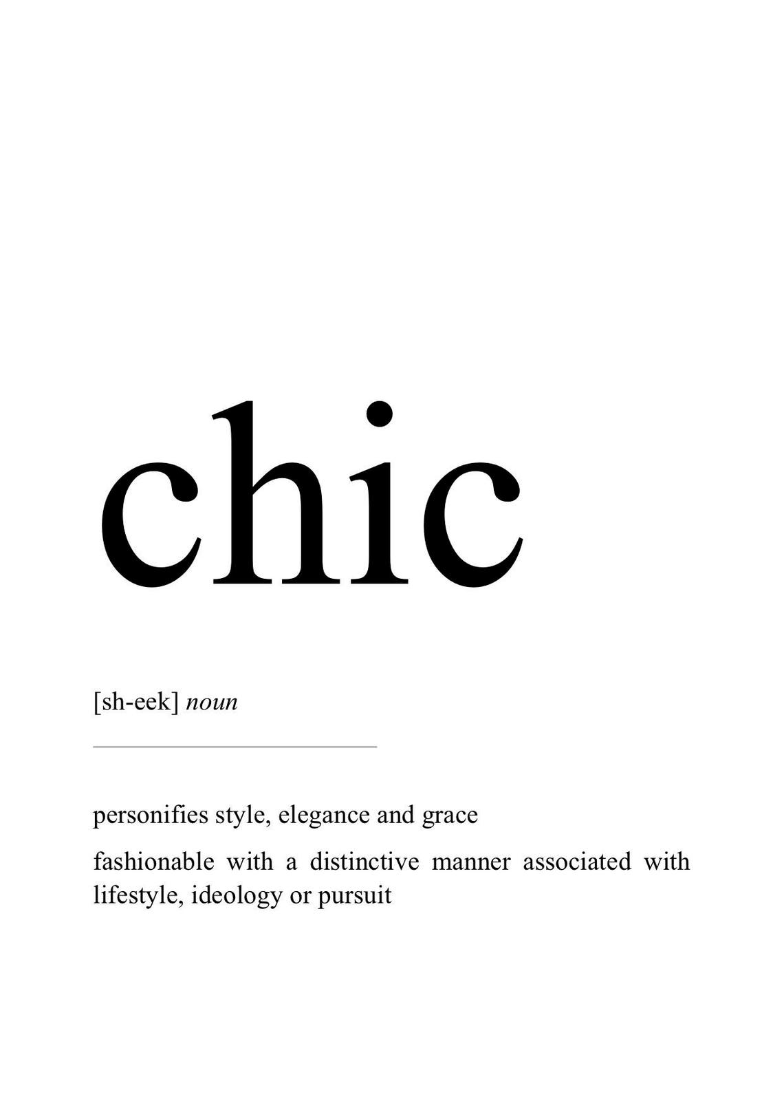 Chic Definition Print Digital Download Gift for Her Etsy Ireland