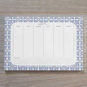 Semainier &quot;Azulejos&quot;, weekly, papeterie, stationery, planner, terminkalender, block-note, notepad, geschenk, papeterie végétale, semainier