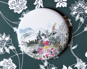 Miroir de poche "tropical", pocket mirror, miroir rond, miroir, constance desanti