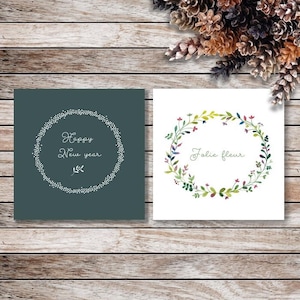 Deux cartes "Happy New year" et "Jolie fleur"