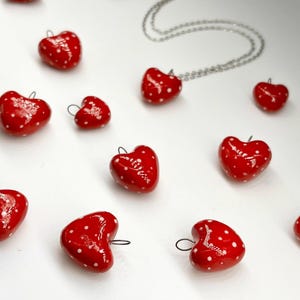 Minimalist Ceramic Heart Charm Necklace - Handcrafted Jewelry, Ceramic Heart Pendant, Handmade Ceramic Charm Necklace.