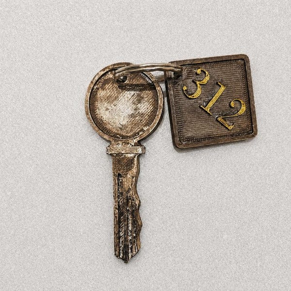 Silent Hill 2 Room 312 Key Replica | 3D Printed Game Prop, Cosplay Accessory
