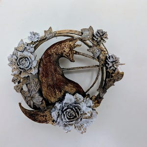 Silent Hill Inspired Fox Brooch | Gothic Woodland Floral Art