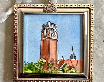 UF Gator Ornament, University of Florida Century Tower for student, graduate or alumni gift