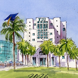 FIU Graduation Watercolor Print: Florida International University, Class of 2026