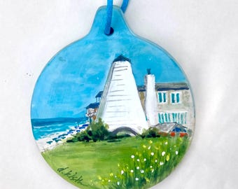 Seaside Florida Coleman Pavillion Original watercolor painting  and sand dunes Christmas Ornament gift souvenir
