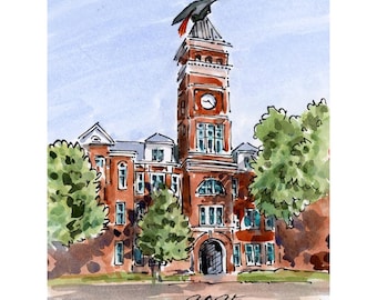 Clemson University Tillman Hall Watercolor Graduation Print