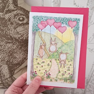 Balloon Bunnies birthday card