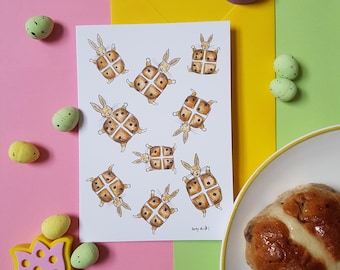 Hot Cross Bunnies Easter card