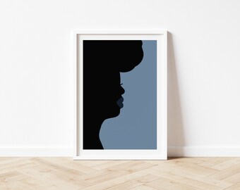 A5 Black Woman Art Print: Modern Retro Style Portrait