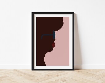 A4 Black Woman Art Print: Retro Graphic Gallery Wall Art