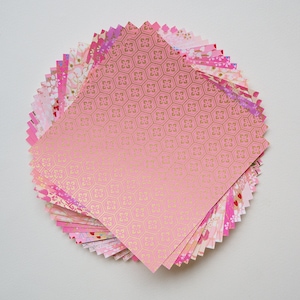 20 Sheets Pink Themed Colours Washi Origami Paper Mixed Pack 14x14cm
