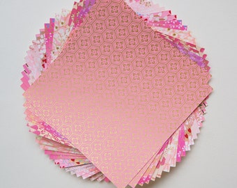 20 Sheets Pink Themed Colours Washi Origami Paper Mixed Pack 14x14cm