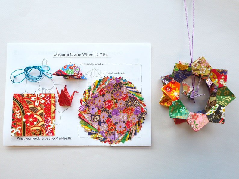 DIY Origami Crane Wheel Kit 3D Origami Hanging Decoration Etsy