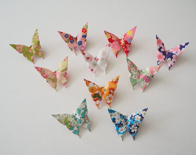 Handmade Washi Paper Origami Butterflies: Summer Flower Garden Decor, Pack of 10
