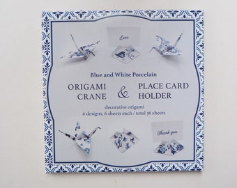 Blue and White Porcelain Origami DIY Pack - Crane & Place Card Holder